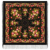 PAVLOVO POSAD RUSSIAN SHAWL 125x125 cm Pavlovoposadskiy Platok 49x49" 100% Wool Scarf Wrap Silk Fringe 1194-18 Black eyes