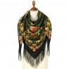 PAVLOVO POSAD RUSSIAN SHAWL 125x125 cm Pavlovoposadskiy Platok 49x49" 100% Wool Scarf Wrap Silk Fringe 1194-30 Black eyes