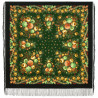 PAVLOVO POSAD RUSSIAN SHAWL 125x125 cm Pavlovoposadskiy Platok 49x49" 100% Wool Scarf Wrap Silk Fringe 1194-30 Black eyes