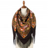 PAVLOVO POSAD RUSSIAN SHAWL 125x125 cm Pavlovoposadskiy Platok 49x49" 100% Wool Scarf Wrap Silk Fringe 1220-17 Town romance