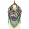 PAVLOVO POSAD RUSSIAN SHAWL 125x125 cm Pavlovoposadskiy Platok 49x49" 100% Wool Scarf Wrap Silk Fringe 2021-9 Tsar's courtyard