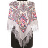 ORIGINAL PAVLOVO POSAD RUSSIAN SHAWL 89x89 cm 35x35 inches 100% Wool Scarf Silk Fringe Wrap 1549-1