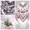 PAVLOVO POSAD RUSSIAN SHAWL 125x125 cm 49x49" 100% Wool Scarf Wrap Silk Fringe 527-1