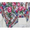 PAVLOVO POSAD RUSSIAN SHAWL 125x125 cm 49x49" 100% Wool Scarf Wrap Silk Fringe 555-1