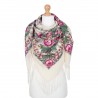 PAVLOVO POSAD RUSSIAN SHAWL 125x125 cm 49x49" 100% Wool Scarf Wrap Silk Fringe 555-1