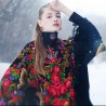 ORIGINAL PAVLOVO POSAD RUSSIAN SHAWL 146x146 cm 57x57" 100% Wool Scarf Wrap Woolen Fringe 325-18