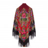 ORIGINAL PAVLOVO POSAD RUSSIAN SHAWL 146x146 cm 57x57" 100% Wool Scarf Wrap Silk Fringe 1243-18