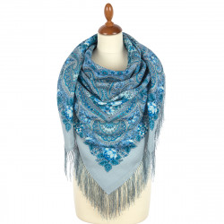 PAVLOVO POSAD RUSSIAN SHAWL 125x125 cm Pavlovoposadskiy Platok 49x49" 100% Wool Scarf Wrap Silk Fringe 1959-1 Enchanted Forest