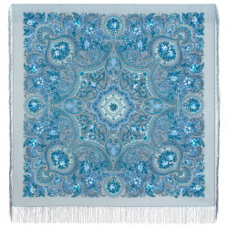 PAVLOVO POSAD RUSSIAN SHAWL 125x125 cm Pavlovoposadskiy Platok 49x49" 100% Wool Scarf Wrap Silk Fringe 1959-1 Enchanted Forest