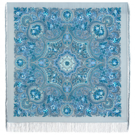 PAVLOVO POSAD RUSSIAN SHAWL 125x125 cm Pavlovoposadskiy Platok 49x49" 100% Wool Scarf Wrap Silk Fringe 1959-1 Enchanted Forest