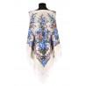 PAVLOVO POSAD RUSSIAN SHAWL 125x125 cm 49x49" 100% Wool Scarf Wrap Silk Fringe 555-4