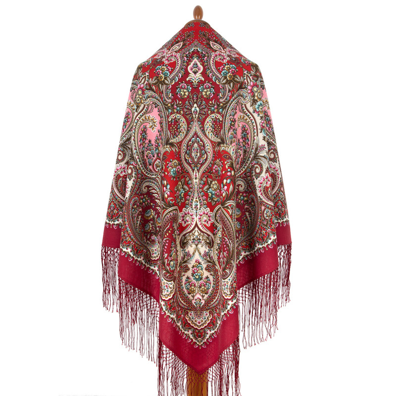 ORIGINAL PAVLOVO POSAD RUSSIAN SHAWL 148x148 cm 58x58" 100% Wool Scarf Wrap Pavlovoposadskiy platok 2022-6