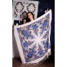 PAVLOVO POSAD RUSSIAN SHAWL 125x125 cm 49x49" 100% Wool Scarf Wrap Silk Fringe 555-4