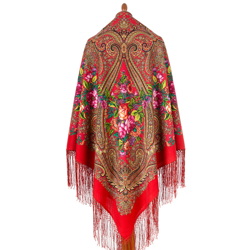 ORIGINAL PAVLOVO POSAD RUSSIAN SHAWL 148x148 cm 58x58" 100% Wool Scarf Wrap Pavlovoposadskiy platok 2051-5