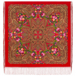 ORIGINAL PAVLOVO POSAD RUSSIAN SHAWL 148x148 cm 58x58" 100% Wool Scarf Wrap Pavlovoposadskiy platok 2051-5