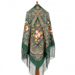 ORIGINAL PAVLOVO POSAD RUSSIAN SHAWL 148x148 cm 58x58" 100% Wool Scarf Wrap Pavlovoposadskiy platok 2051-9