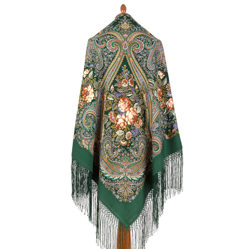 ORIGINAL PAVLOVO POSAD RUSSIAN SHAWL 148x148 cm 58x58" 100% Wool Scarf Wrap Pavlovoposadskiy platok 2051-9