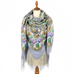 ORIGINAL PAVLOVO POSAD RUSSIAN SHAWL 148x148 cm 58x58" 100% Wool Scarf Wrap Pavlovoposadskiy platok 2061-1