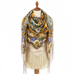 ORIGINAL PAVLOVO POSAD RUSSIAN SHAWL 148x148 cm 58x58" 100% Wool Scarf Wrap Pavlovoposadskiy platok 2061-16
