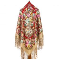 ORIGINAL PAVLOVO POSAD RUSSIAN SHAWL 148x148 cm 58x58" 100% Wool Scarf Wrap Pavlovoposadskiy platok 2061-5