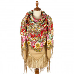 ORIGINAL PAVLOVO POSAD RUSSIAN SHAWL 148x148 cm 58x58" 100% Wool Scarf Wrap Pavlovoposadskiy platok 2061-5