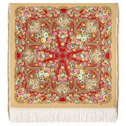 ORIGINAL PAVLOVO POSAD RUSSIAN SHAWL 148x148 cm 58x58" 100% Wool Scarf Wrap Pavlovoposadskiy platok 2061-5