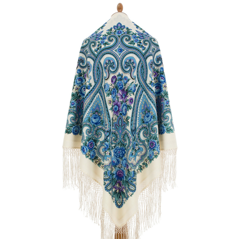ORIGINAL PAVLOVO POSAD RUSSIAN SHAWL 148x148 cm 58x58" 100% Wool Scarf Wrap Pavlovoposadskiy platok 219-0