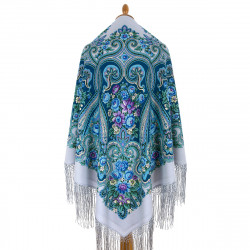 ORIGINAL PAVLOVO POSAD RUSSIAN SHAWL 148x148 cm 58x58" 100% Wool Scarf Wrap Pavlovoposadskiy platok 219-1