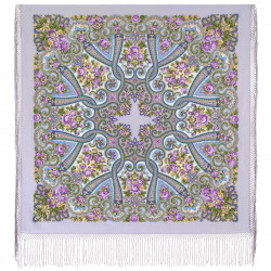 ORIGINAL PAVLOVO POSAD RUSSIAN SHAWL 148x148 cm 58x58" 100% Wool Scarf Wrap Pavlovoposadskiy platok 219-15