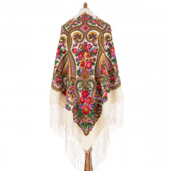 ORIGINAL PAVLOVO POSAD RUSSIAN SHAWL 148x148 cm 58x58" 100% Wool Scarf Wrap Pavlovoposadskiy platok 219-4