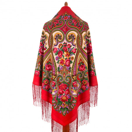 ORIGINAL PAVLOVO POSAD RUSSIAN SHAWL 148x148 cm 58x58" 100% Wool Scarf Wrap Pavlovoposadskiy platok 219-5