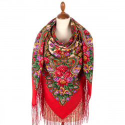 ORIGINAL PAVLOVO POSAD RUSSIAN SHAWL 148x148 cm 58x58" 100% Wool Scarf Wrap Pavlovoposadskiy platok 219-5