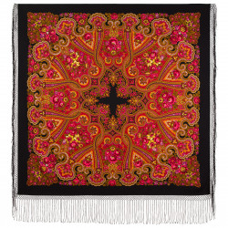 ORIGINAL PAVLOVO POSAD RUSSIAN SHAWL 148x148 cm 58x58" 100% Wool Scarf Wrap Pavlovoposadskiy platok 219-6