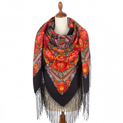 ORIGINAL PAVLOVO POSAD RUSSIAN SHAWL 148x148 cm 58x58" 100% Wool Scarf Wrap Pavlovoposadskiy platok 334-30