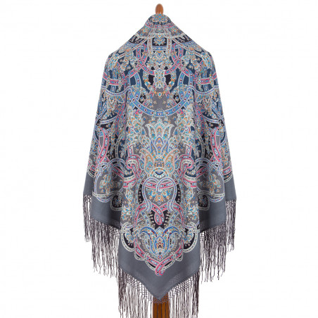 ORIGINAL PAVLOVO POSAD RUSSIAN SHAWL 148x148 cm 58x58" 100% Wool Scarf Wrap Pavlovoposadskiy platok 1988-1