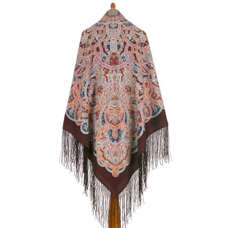 ORIGINAL PAVLOVO POSAD RUSSIAN SHAWL 148x148 cm 58x58" 100% Wool Scarf Wrap Pavlovoposadskiy platok 1988-16