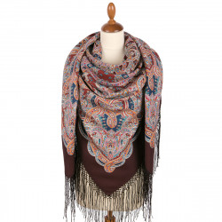 ORIGINAL PAVLOVO POSAD RUSSIAN SHAWL 148x148 cm 58x58" 100% Wool Scarf Wrap Pavlovoposadskiy platok 1988-16