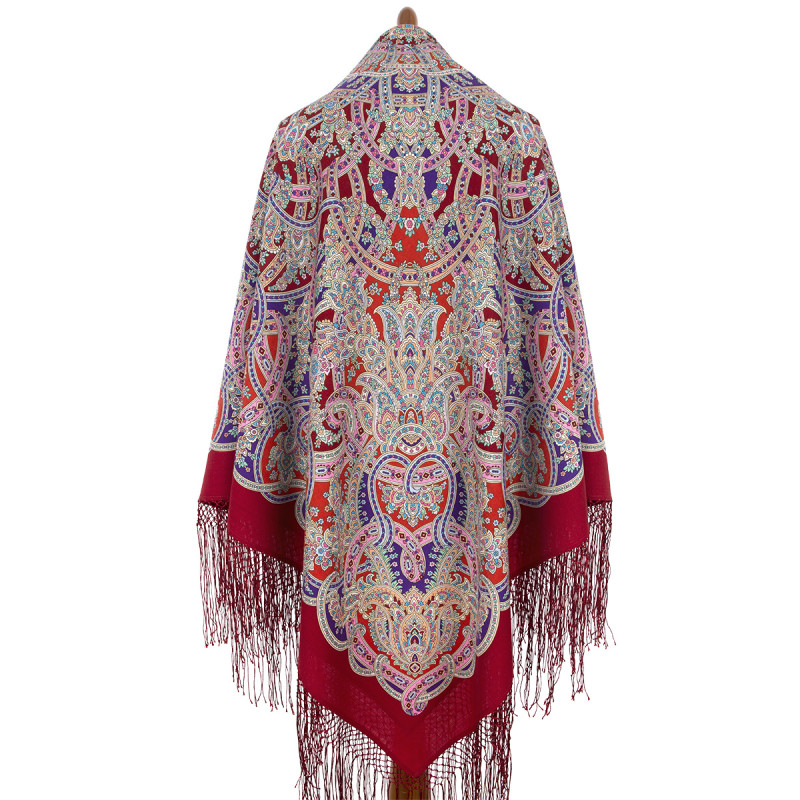 ORIGINAL PAVLOVO POSAD RUSSIAN SHAWL 148x148 cm 58x58" 100% Wool Scarf Wrap Pavlovoposadskiy platok 1988-5