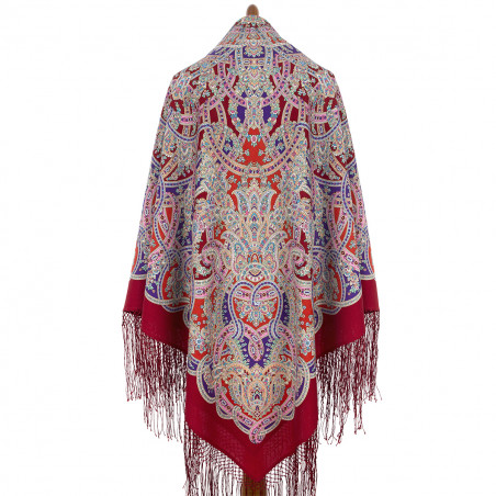 ORIGINAL PAVLOVO POSAD RUSSIAN SHAWL 148x148 cm 58x58" 100% Wool Scarf Wrap Pavlovoposadskiy platok 1988-5