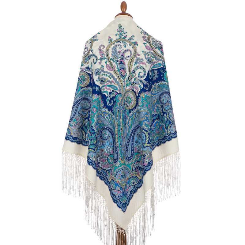 ORIGINAL PAVLOVO POSAD RUSSIAN SHAWL 148x148 cm 58x58" 100% Wool Scarf Wrap Pavlovoposadskiy platok 970-0