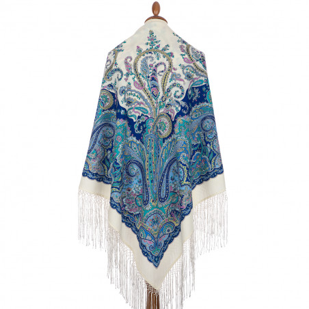 ORIGINAL PAVLOVO POSAD RUSSIAN SHAWL 148x148 cm 58x58" 100% Wool Scarf Wrap Pavlovoposadskiy platok 970-0