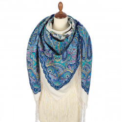 ORIGINAL PAVLOVO POSAD RUSSIAN SHAWL 148x148 cm 58x58" 100% Wool Scarf Wrap Pavlovoposadskiy platok 970-0