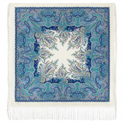 ORIGINAL PAVLOVO POSAD RUSSIAN SHAWL 148x148 cm 58x58" 100% Wool Scarf Wrap Pavlovoposadskiy platok 970-0