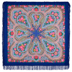 PAVLOVO POSAD RUSSIAN SHAWL 146x146 cm 57x57" 100% Wool Scarf Wrap Woolen Fringe 1289-14