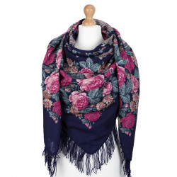 PAVLOVO POSAD RUSSIAN SHAWL 146x146 cm 57x57" 100% Wool Scarf Wrap Woolen Fringe 353-15