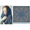PAVLOVO POSAD RUSSIAN SHAWL 125x125 cm 49x49" 100% Wool Scarf Wrap Silk Fringe 598-57