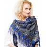 PAVLOVO POSAD RUSSIAN SHAWL 125x125 cm 49x49" 100% Wool Scarf Wrap Silk Fringe 598-57